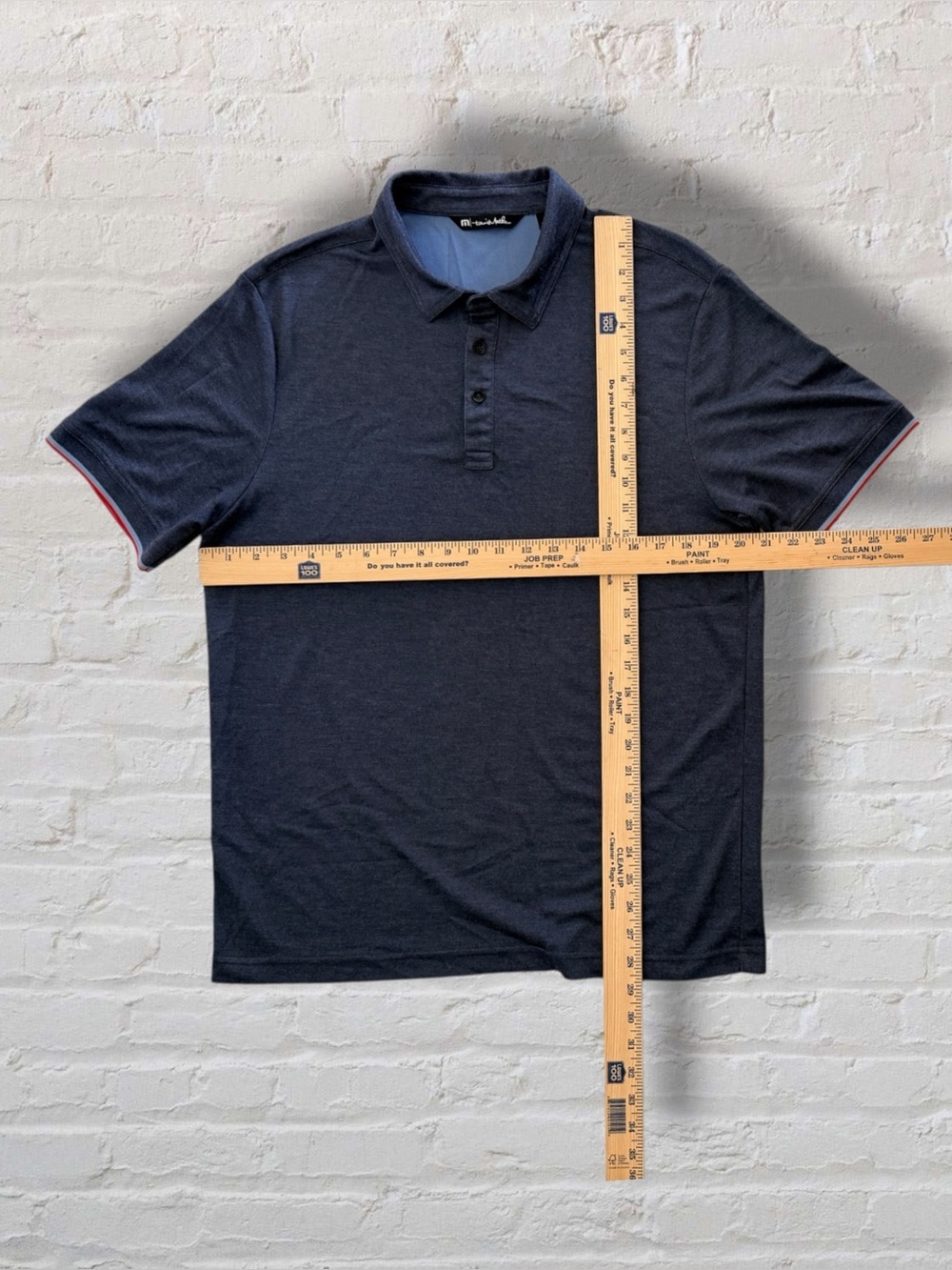Travis Mathew Minimalist Polo — Charcoal Blue, Patriotic Trim, Size Large - Picture 12 of 12